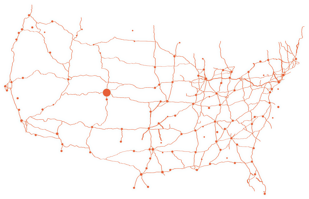 Map of the United States showing Ignition Canvas&rsquo; reach with Denver, Colorado marked as headquarters